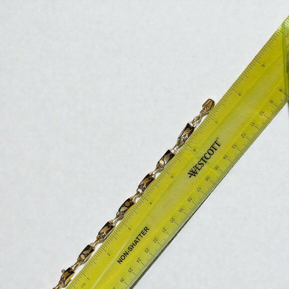 Vintage Damascene Bracelet Gold Black Bird Floral 1970s Spanish Link 7" - Picture 4 of 5